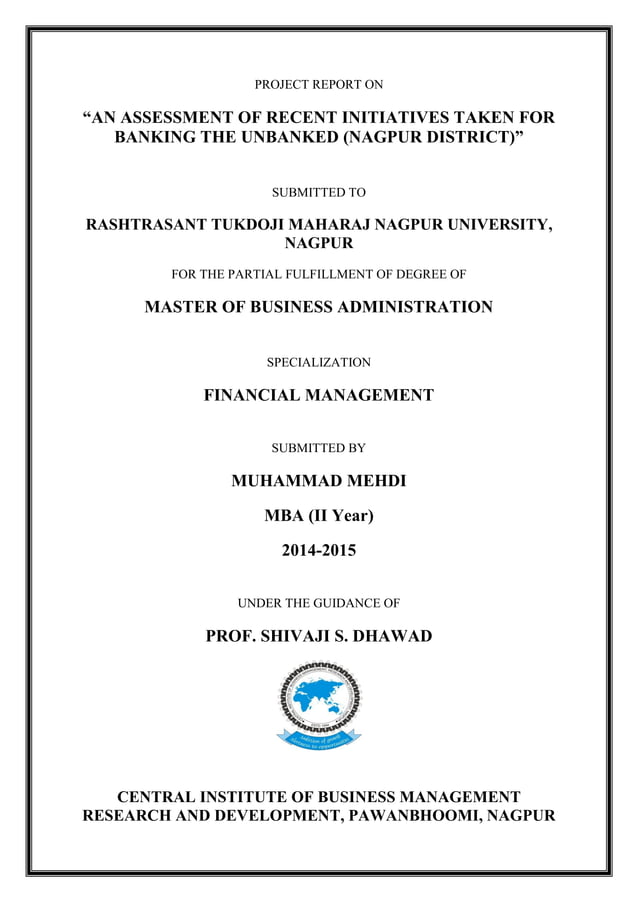 MBA Final Year Project on Financial Inclusion | PDF | Business ...