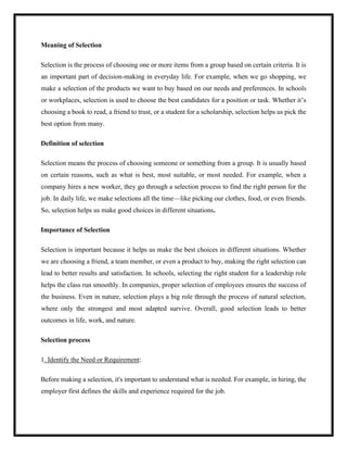 Introduction to conclusions of recruitment process and selection ...