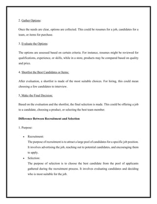 Introduction to conclusions of recruitment process and selection ...