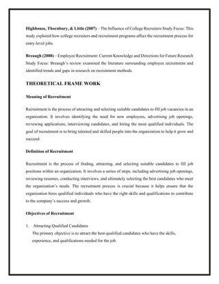 Introduction to conclusions of recruitment process and selection ...