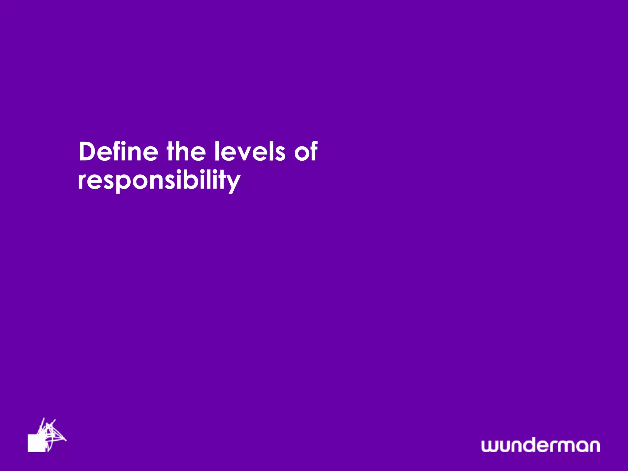 Define the levels of
responsibility
 