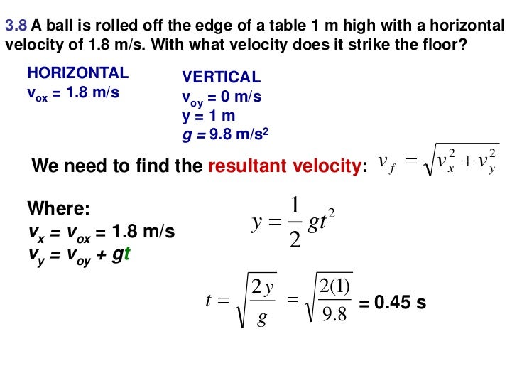 Projectile motion horizontal
