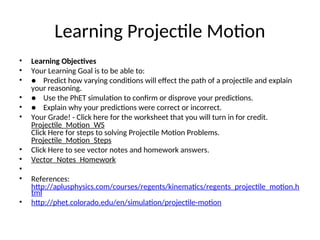 Sampling Learning Projectiles Projectile_Motion_Presentation for cape students | PPT
