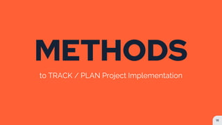 METHODS
to TRACK / PLAN Project Implementation
18
 