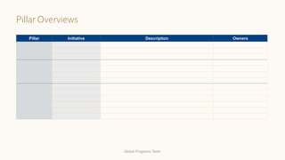 Pillar Initiative Description Owners
Global Programs Team
Pillar Overviews
 