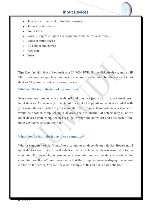 Project input devices | PDF