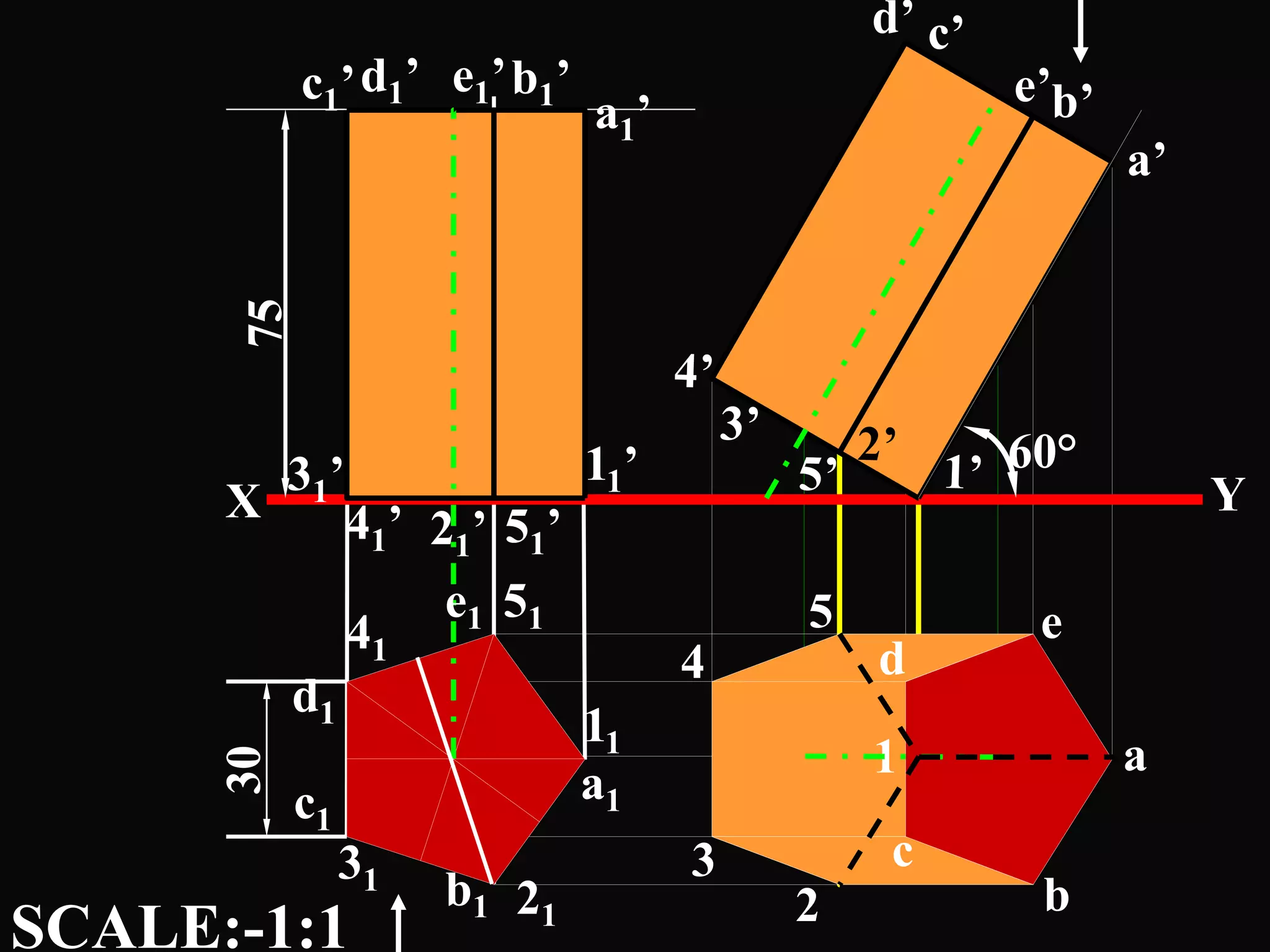 a’
5
c1’
X Y31’
21’
4
11
51
41
21
31
a1
d1
c1
b1
e1
d1’ b1’e1’
a1’
c’d’
b’e’
11’
51’41’
a
b
e
d
3
2
1
60°
30
SCALE:-1:1
75
c
 