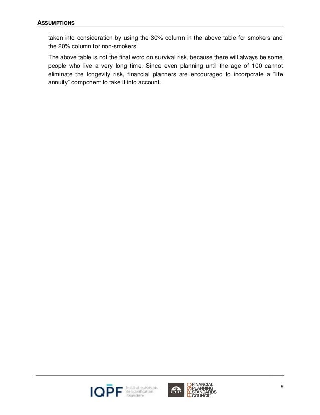 Projection Assumption Guidelines