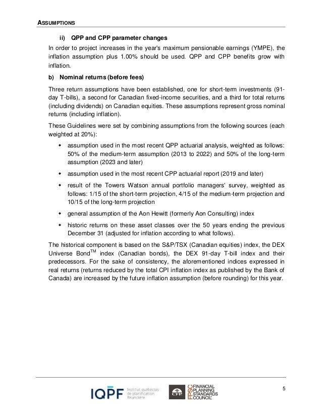 Projection Assumption Guidelines