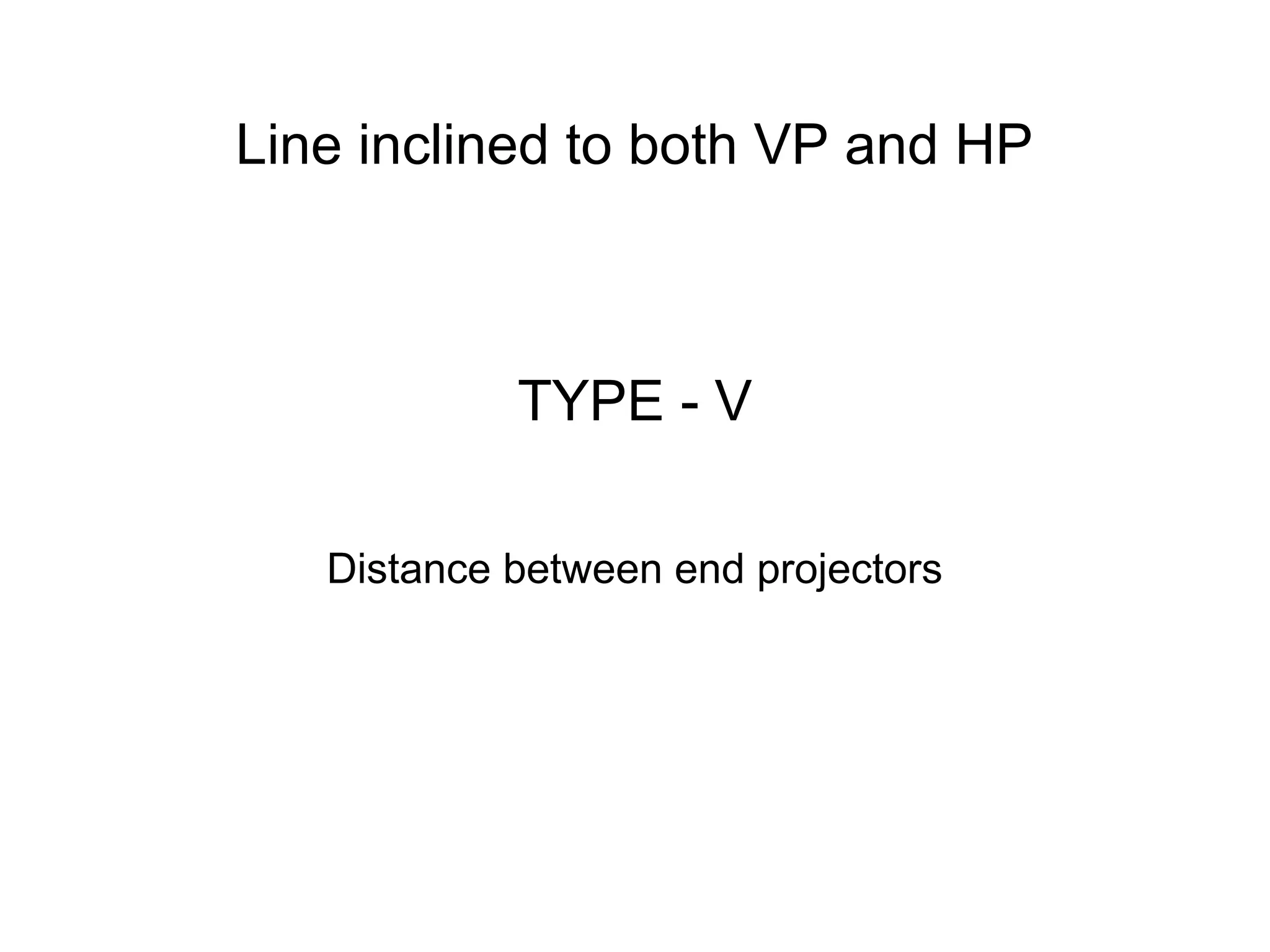 TYPE - V
Distance between end projectors
Line inclined to both VP and HP
 