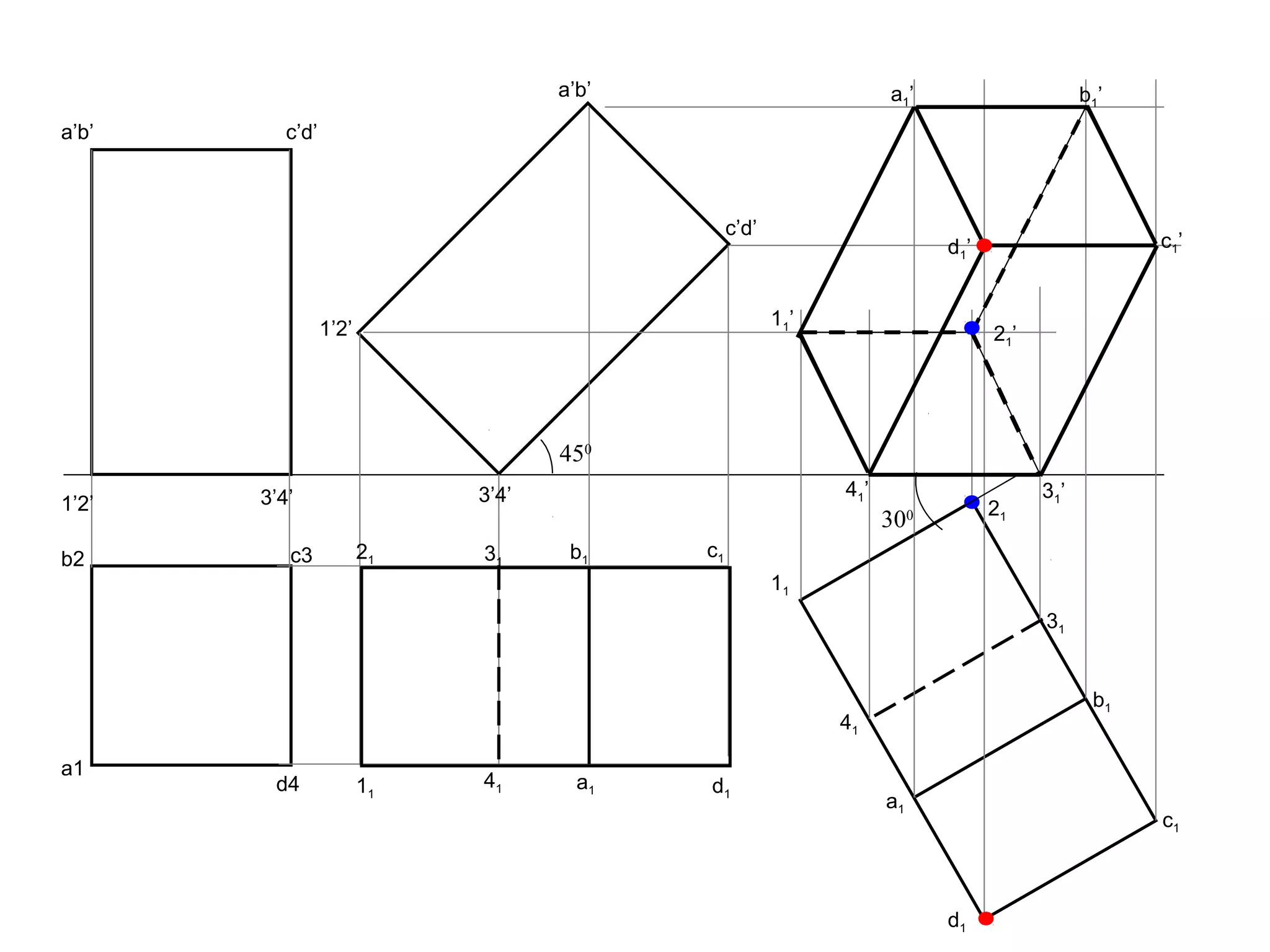 450 
a1’ b1’ 
300 
b2 c3 
a1 
d4 
a’b’ 
c’d’ 
1’2’ 3’4’ 
a’b’ 
1’2’ 
3’4’ 
b1 
a1 
c’d’ 
c1 
d1 
21 31 
1 41 1 
11’ 
11 
c1d ’ 1’ 
21 
41 
a1 
d1 
31 
b1 
c1 
21’ 
314 ’ 1’ 
 