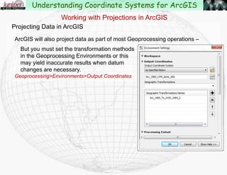 http://www.junipergis.com/gis-links/presentations/
Linear Referencing
Editing Tips
Spatial Analyst and
Raster Analysis
Geodatabase Topology
Suitability Modeling
ModelBuilder
Using the Query Builder
Projections on U Tube
Creating Map books with ArcGIS
Other Presentations
Understanding Coordinate Systems for ArcGIS
 