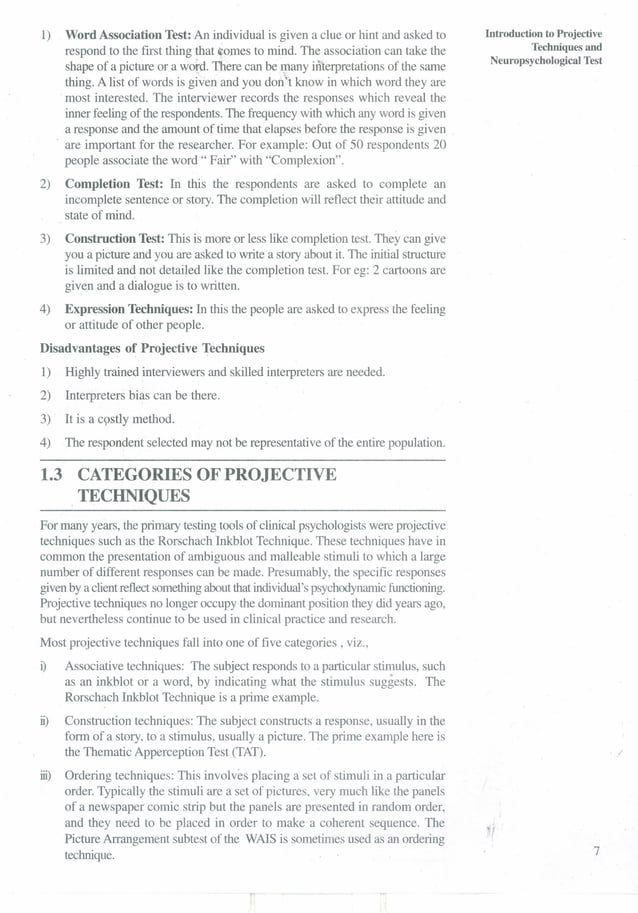 Introduction to projective techniques and tests | PDF