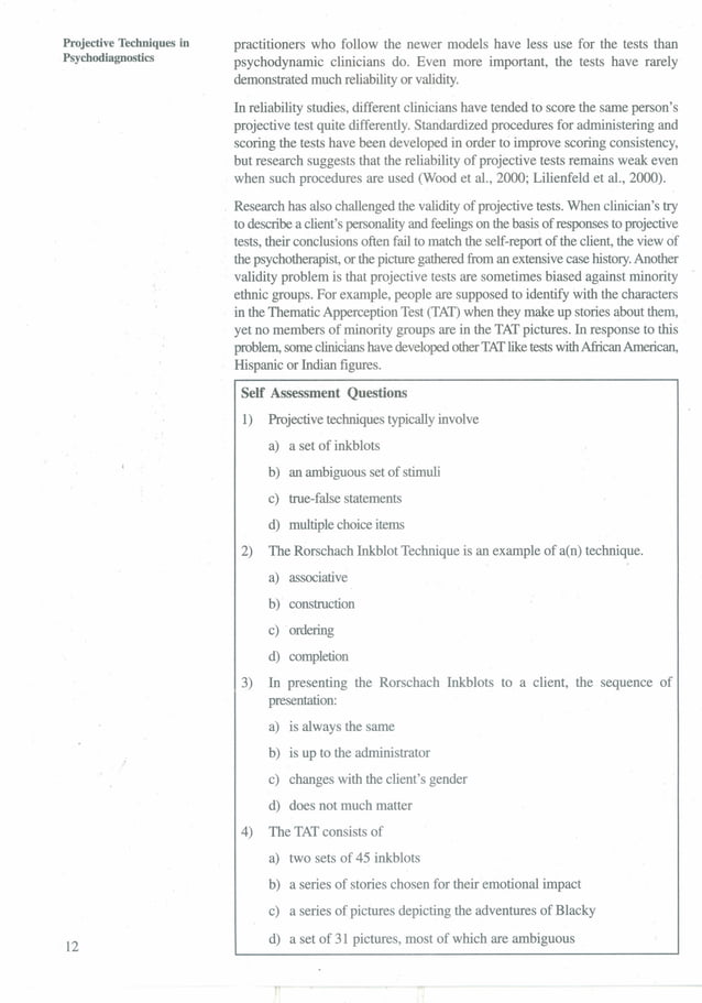 Introduction to projective techniques and tests | PDF