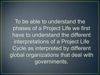 Project Life Cycle and Phases with Risk Management discussion | PPTX