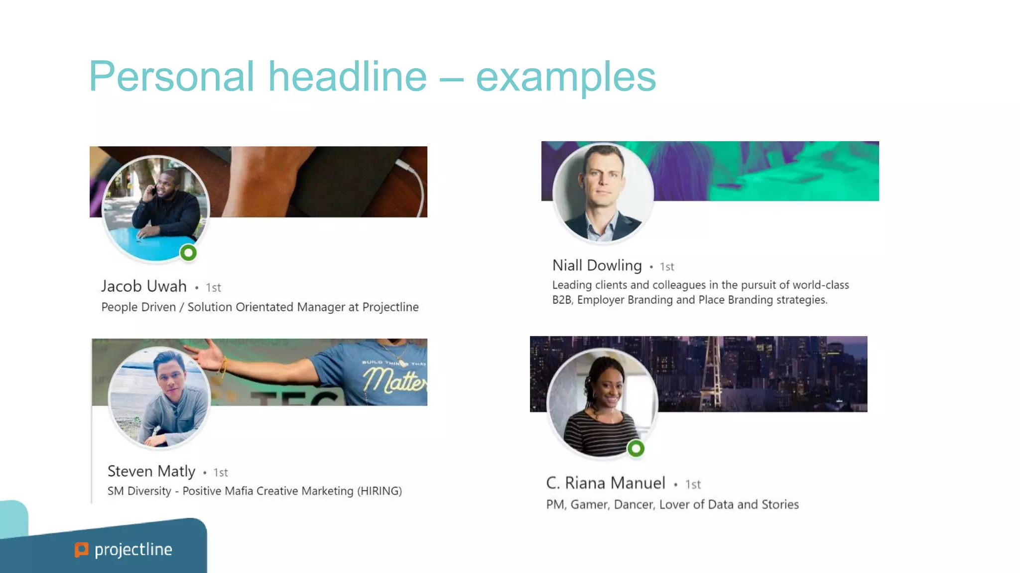 Personal headline – examples
 
