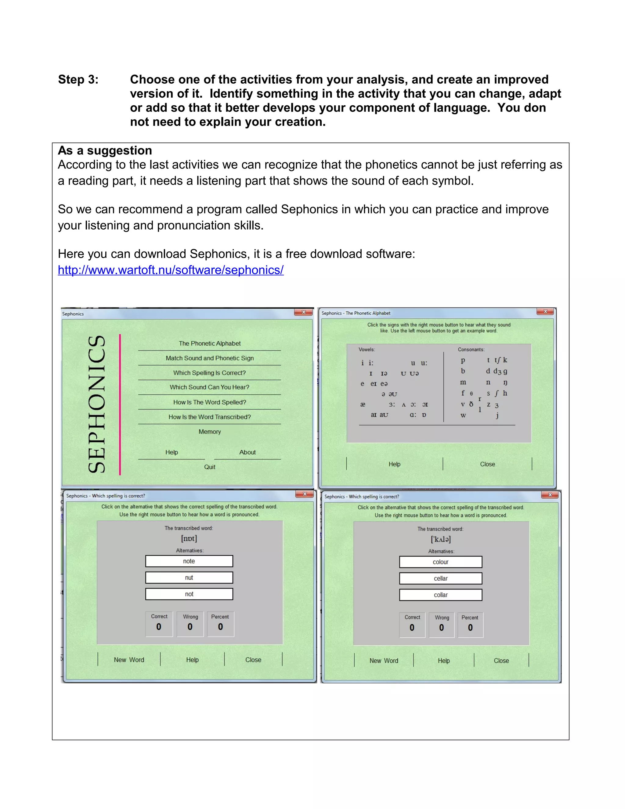 Project linguistics - Phonetic Component