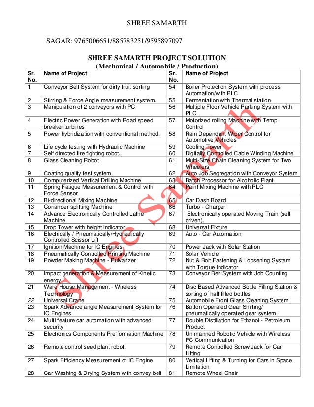 project list
