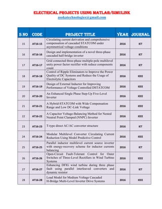 Latest Electrical projects for BTech/MTech using Matlab/Simulink | PDF