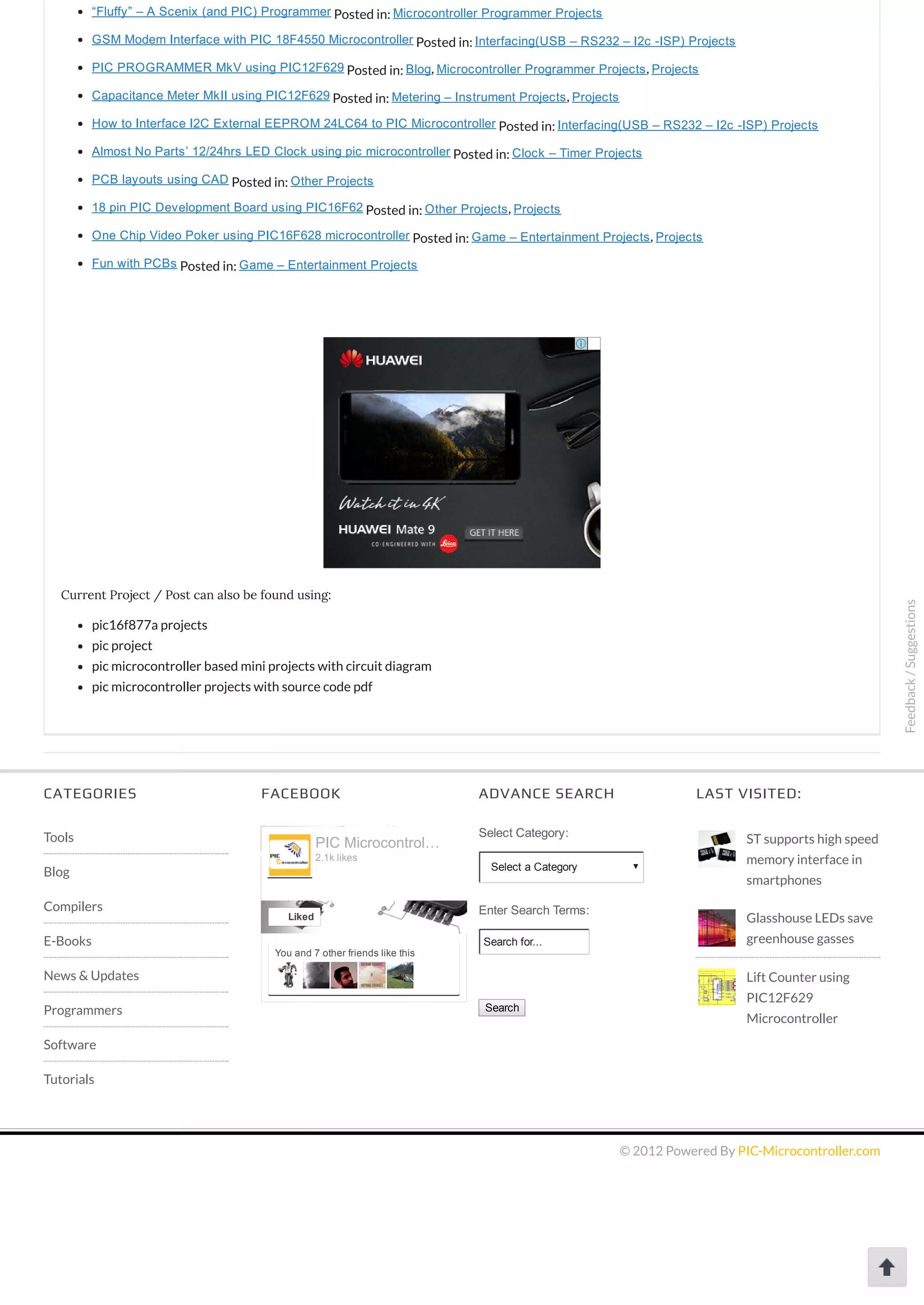 “Fluffy” – A Scenix (and PIC) Programmer Posted in: Microcontroller Programmer Projects GSM Modem Interface with PIC 18F4550 Microcontroller Posted in: Interfacing(USB – RS232 – I2c ­ISP) Projects PIC PROGRAMMER MkV using PIC12F629 Posted in: Blog, Microcontroller Programmer Projects, Projects Capacitance Meter MkII using PIC12F629 Posted in: Metering – Instrument Projects, Projects How to Interface I2C External EEPROM 24LC64 to PIC Microcontroller Posted in: Interfacing(USB – RS232 – I2c ­ISP) Projects Almost No Parts’ 12/24hrs LED Clock using pic microcontroller Posted in: Clock – Timer Projects PCB layouts using CAD Posted in: Other Projects 18 pin PIC Development Board using PIC16F62 Posted in: Other Projects, Projects One Chip Video Poker using PIC16F628 microcontroller Posted in: Game – Entertainment Projects, Projects Fun with PCBs Posted in: Game – Entertainment Projects Current Project / Post can also be found using: pic16f877a projects pic project pic microcontroller based mini projects with circuit diagram pic microcontroller projects with source code pdf CATEGORIES Tools Blog Compilers E-Books News & Updates Programmers Software Tutorials FACEBOOK You and 7 other friends like this PIC Microcontrol… 2.1k likes Liked ADVANCE SEARCH Select Category: Select a Category Enter Search Terms: Search for... Search LAST VISITED: ST supports high speed memory interface in smartphones Glasshouse LEDs save greenhouse gasses Lift Counter using PIC12F629 Microcontroller © 2012 Powered By PIC-Microcontroller.com Feedback/Suggestions 