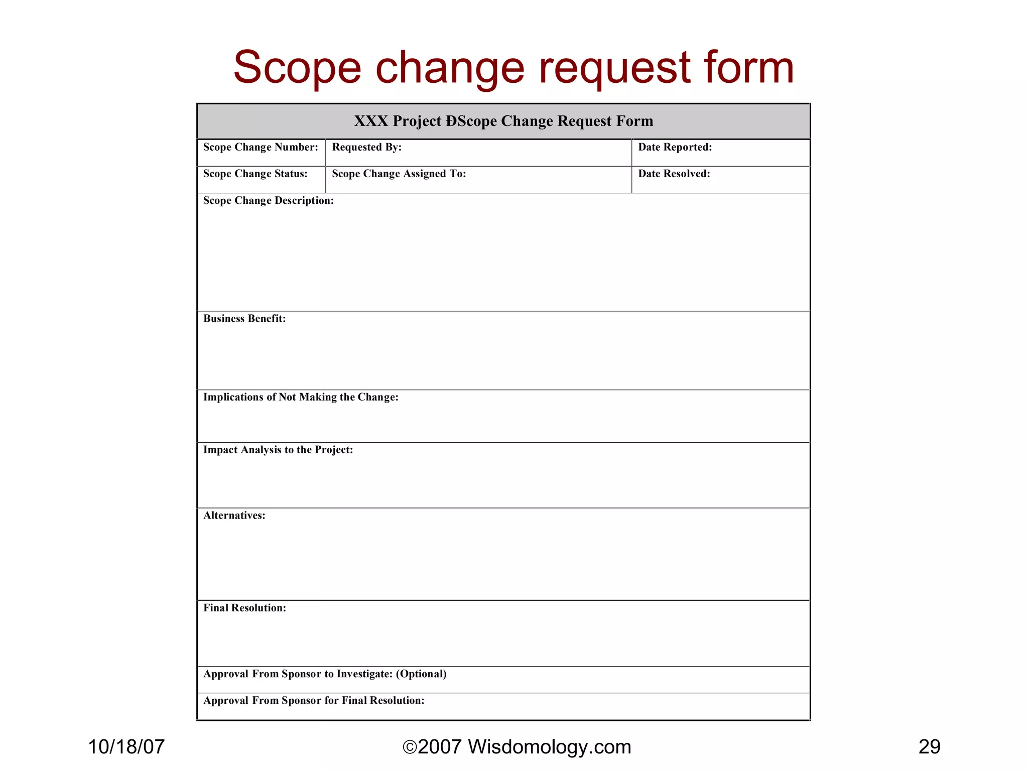 Scope change request form 