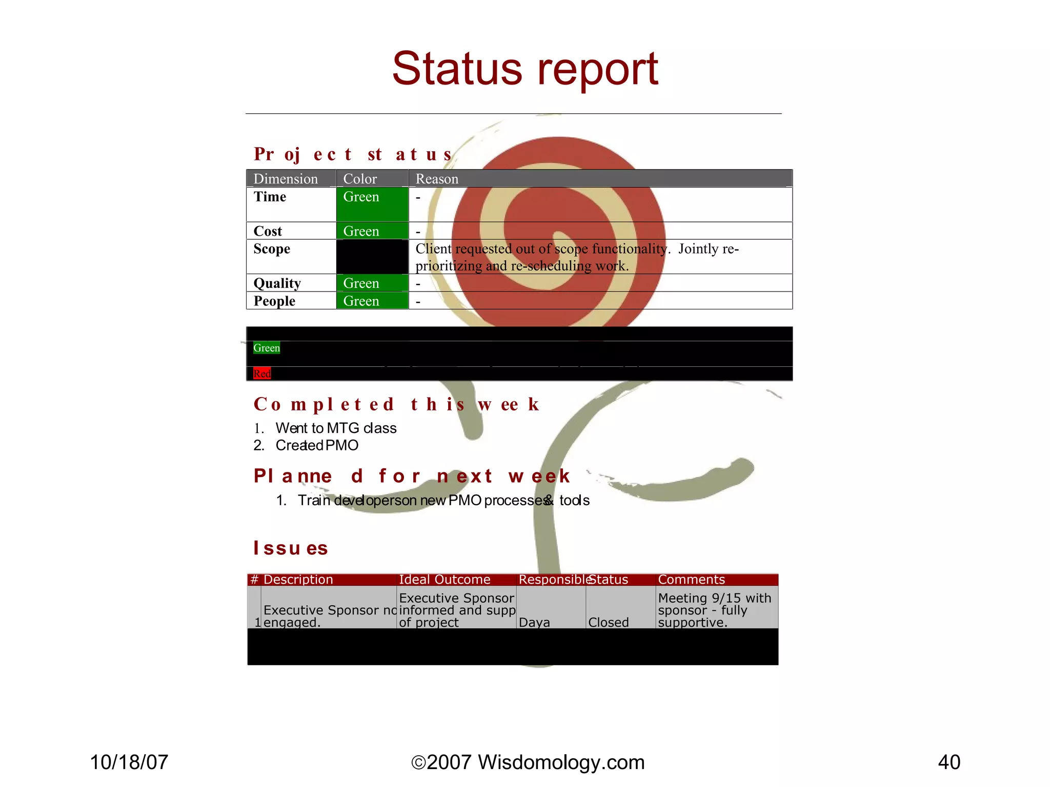 Status report 