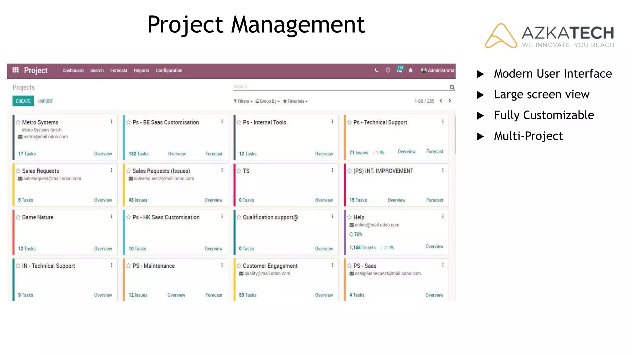 Project Management
Modern User Interface
Large screen view
Fully Customizable
Multi-Project