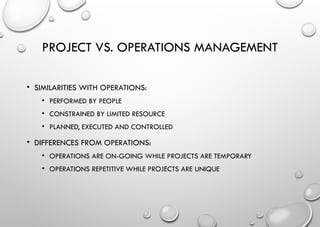 Project Management introduction and difference between the Program ...