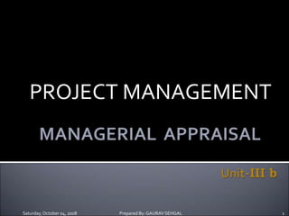 Project Management- Managerial Appraisal | PPT