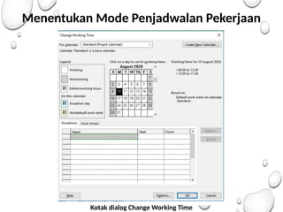 Menentukan Mode Penjadwalan Pekerjaan
Kotak dialog Change Working Time
 