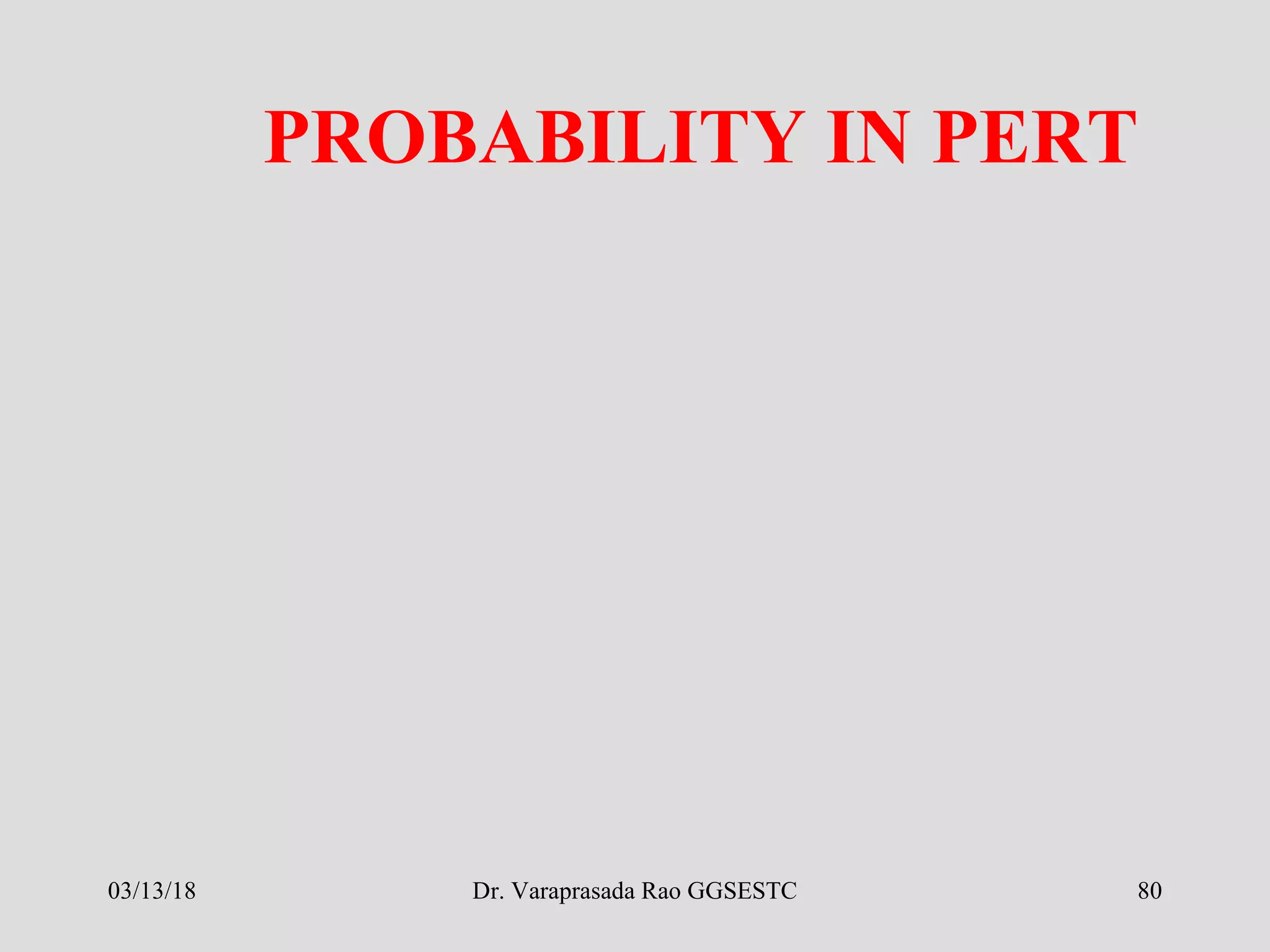 PROBABILITY IN PERT
03/13/18 80Dr. Varaprasada Rao GGSESTC
 