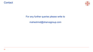Contact
23
For any further queries please write to
maheshmd@sharvagroup.com
 