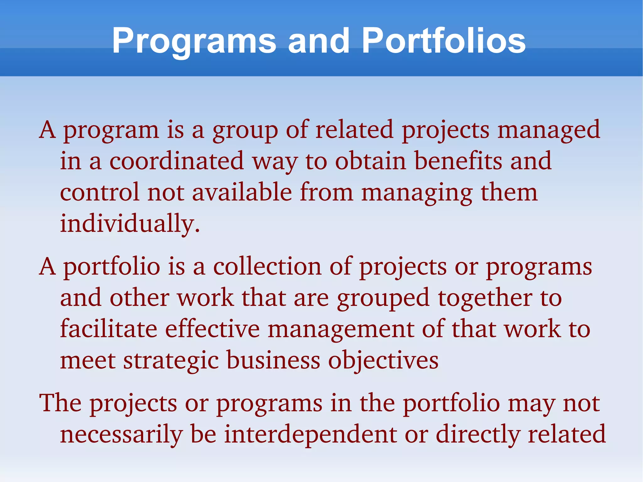 Discussion What is a project? 