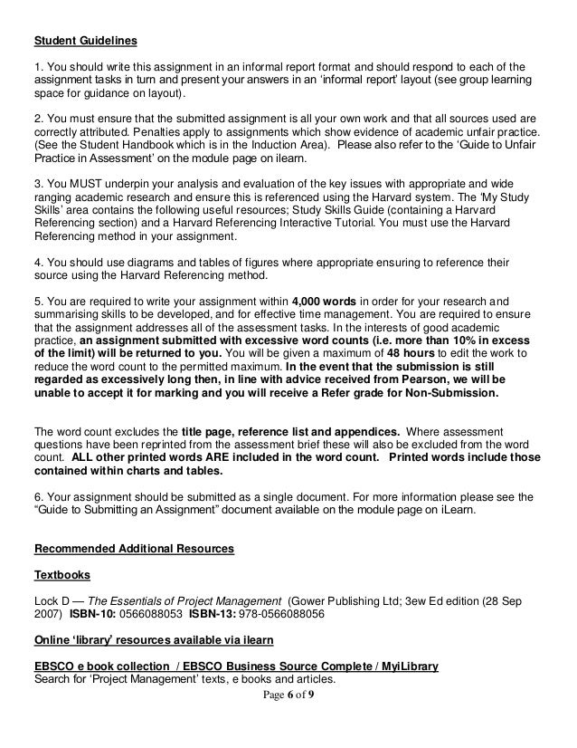 Hnc project management assignment