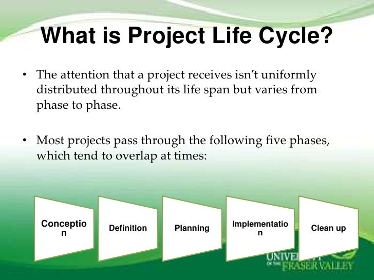 What are the stages of a project management cycle?