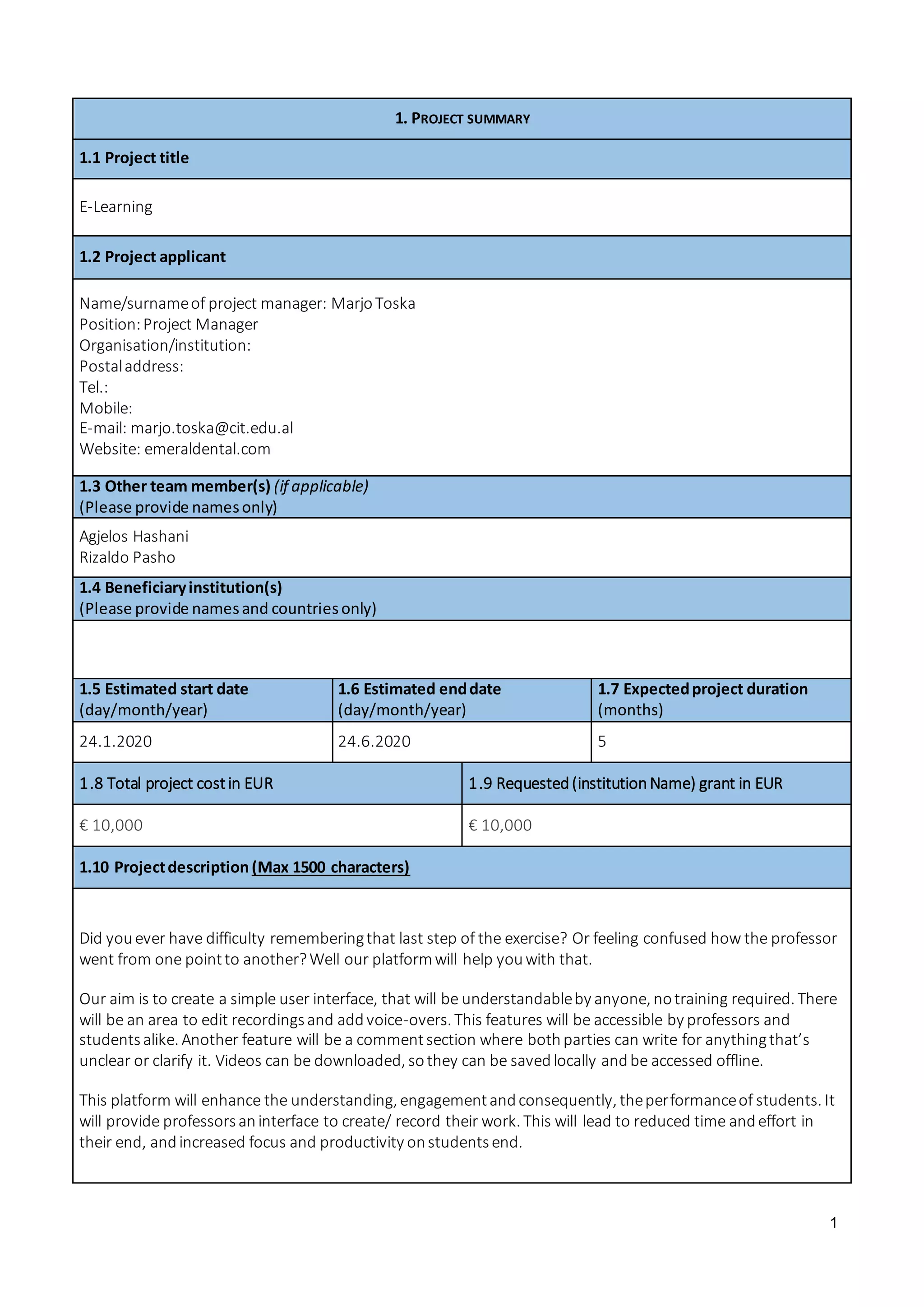 Project Management Application Form (Fully Customizable Template) | PDF