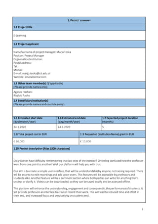 Project Management Application Form (Fully Customizable Template) | DOCX