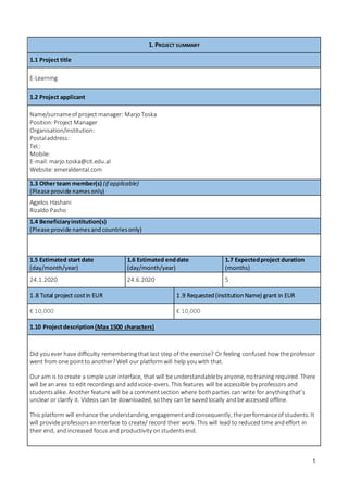 Project Management Application Form (Fully Customizable Template)