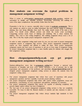 Project management assignment help | DOCX