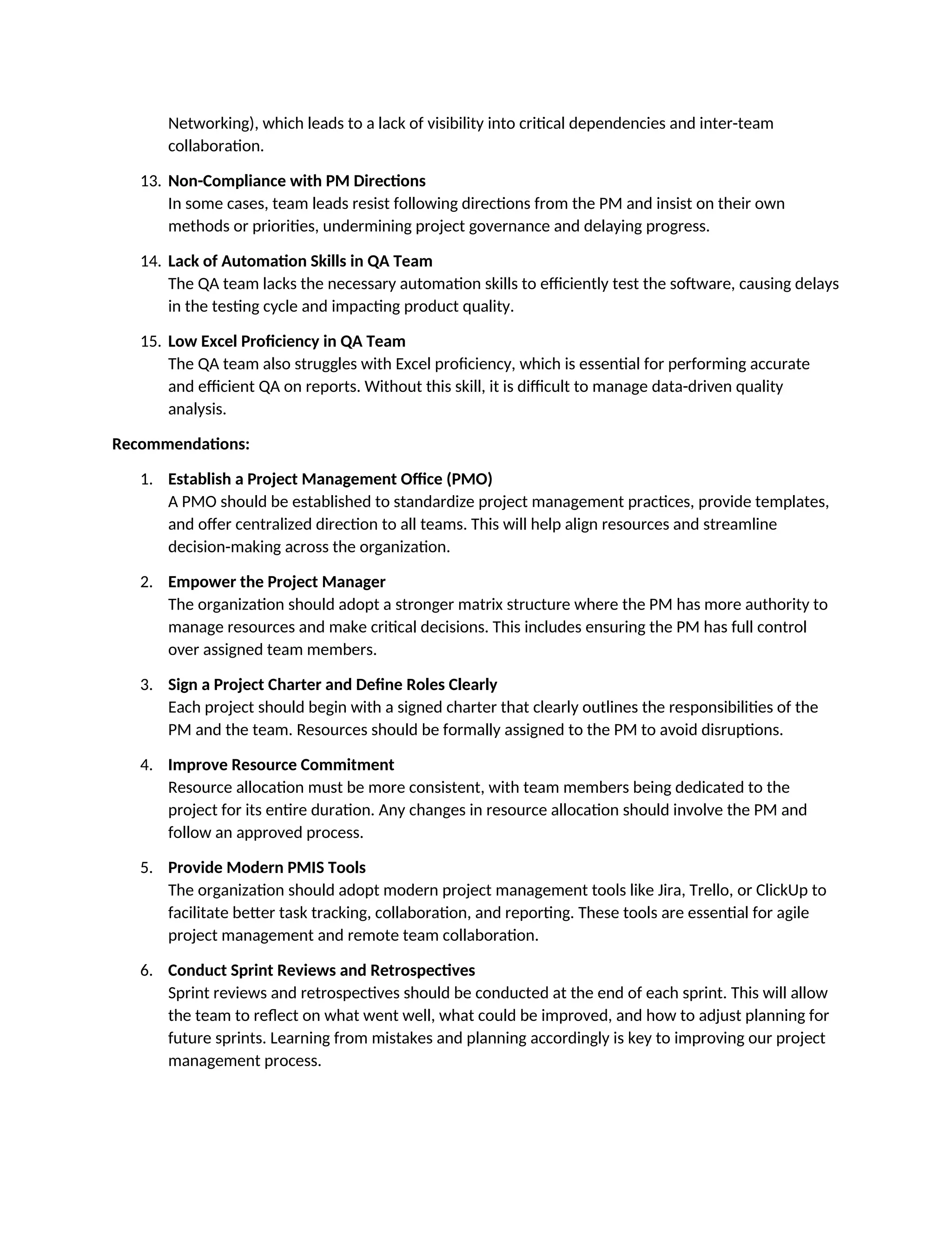 Project Management Challenges Recommendations for Improvement.docx ...