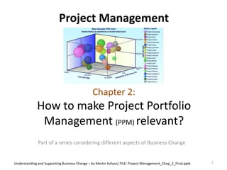 Project Management
Chapter 2:
How to make Project Portfolio
Management (PPM) relevant?
Part of a series considering different aspects of Business Change
1Understanding and Supporting Business Change – by Martin Schyns/ FILE: Project Management_Chap_2_Final.pptx
 