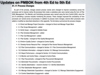 Updates on PMBOK from 4th Ed to 5th Ed
 