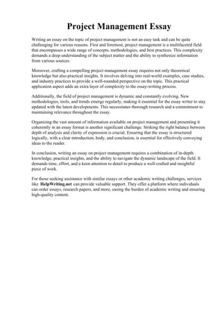 Project Management Essay.pdfProject Management Essay | PDF