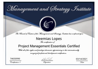 Project Management Essentials Certified - PMEC