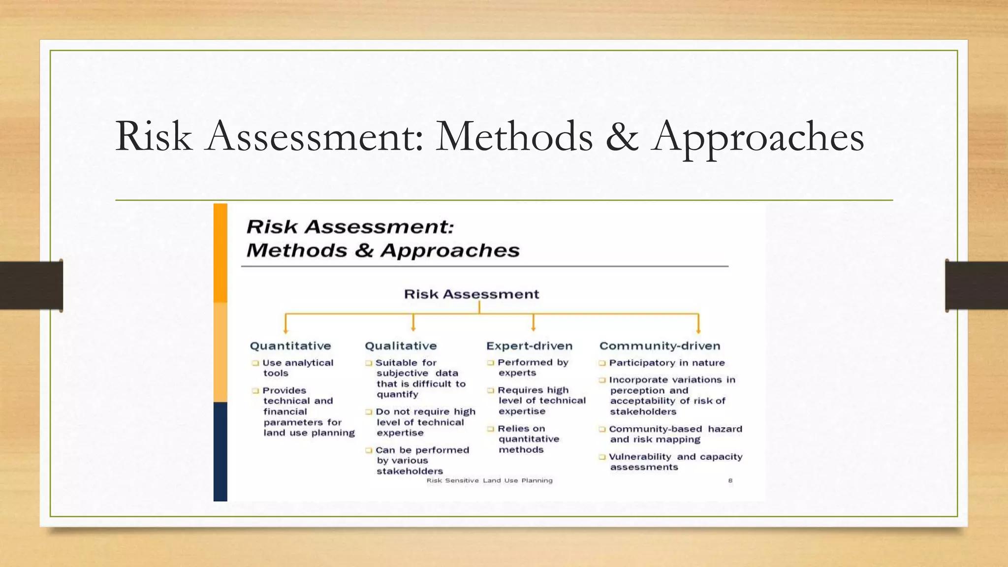 Risk Assessment: Methods & Approaches
 