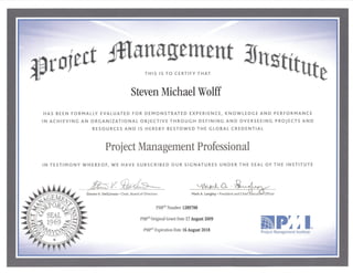 Project Management Institute (PMI) Project Management Professional (PMP) Certification