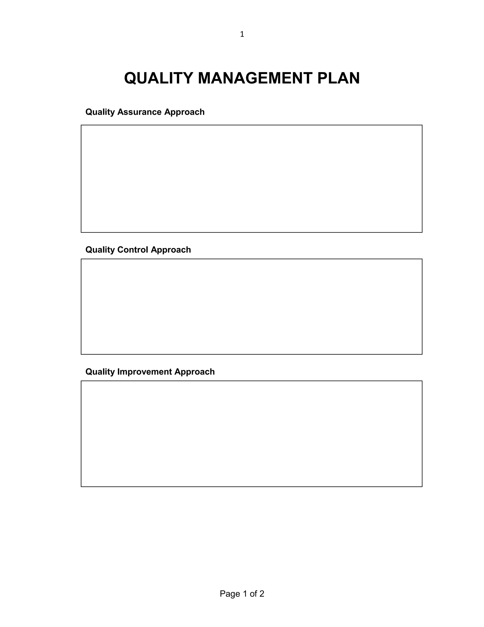 1

QUALITY MANAGEMENT PLAN
Quality Assurance Approach

Quality Control Approach

Quality Improvement Approach

Page 1 of 2

 