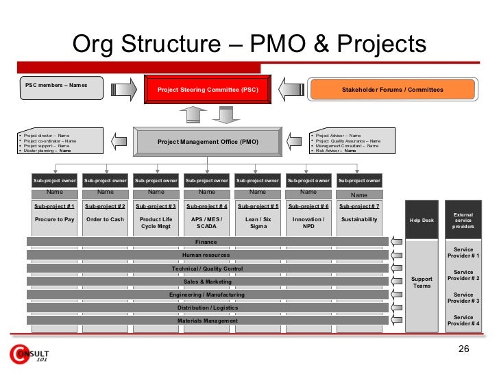 project management office pmo pmo organisation chart