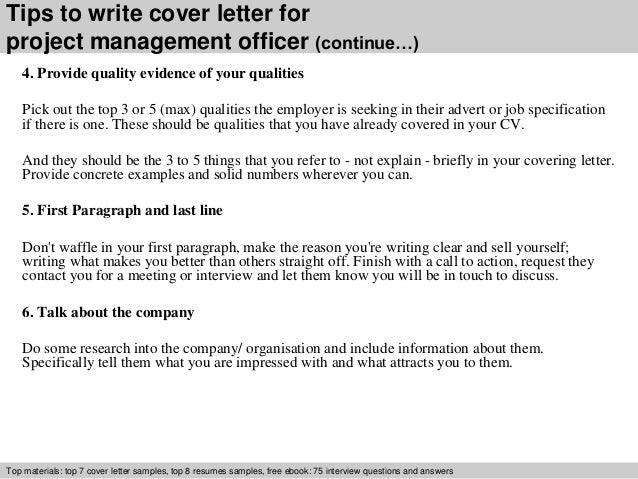 project management officer cover letter