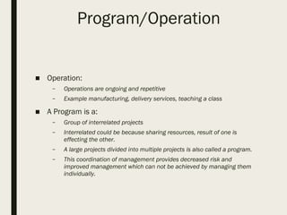 Program Operations Title Project management overview | PPT